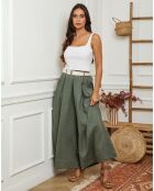 Pantalon 100% Lin Lornica vert kaki