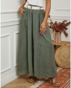 Pantalon 100% Lin Lornica vert kaki