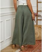 Pantalon 100% Lin Lornica vert kaki
