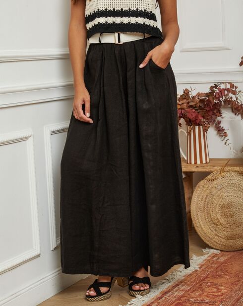 Lornica zwarte broek van 100% linnen