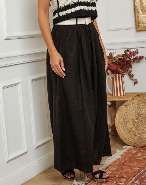 Lornica zwarte broek van 100% linnen