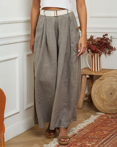 100% linnen Lornica taupe broek