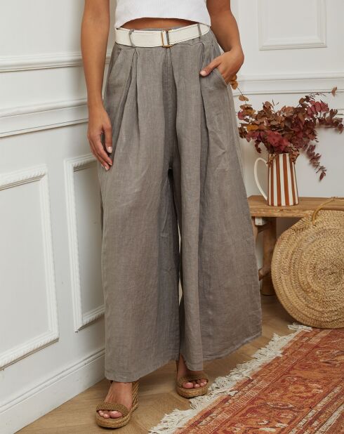 100% linnen Lornica taupe broek