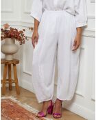 Pantalon 100% Lin Manga blanc