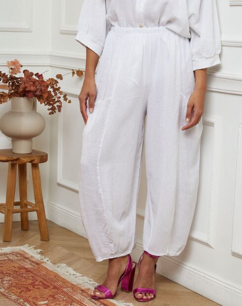 Pantalon 100% Lin Manga blanc