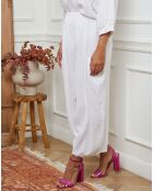 Pantalon 100% Lin Manga blanc