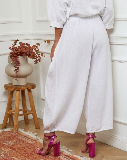 Pantalon 100% Lin Manga blanc