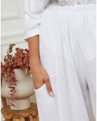Pantalon 100% Lin Manga blanc