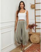Pantalon 100% Lin Manga vert kaki