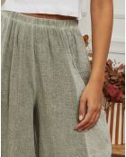 Pantalon 100% Lin Manga vert kaki