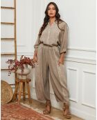 Pantalon 100% Lin Manga taupe