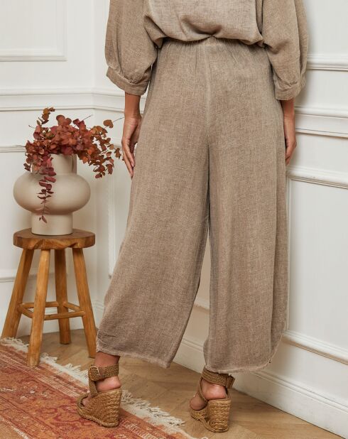 Pantalon 100% Lin Manga taupe
