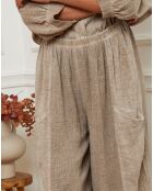 Pantalon 100% Lin Manga taupe