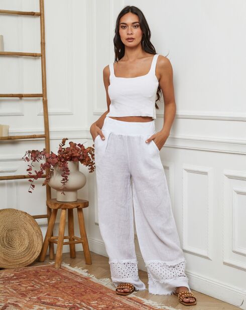 Pantalon 100% Lin Odel blanc