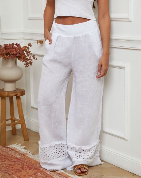 Pantalon 100% Lin Odel blanc