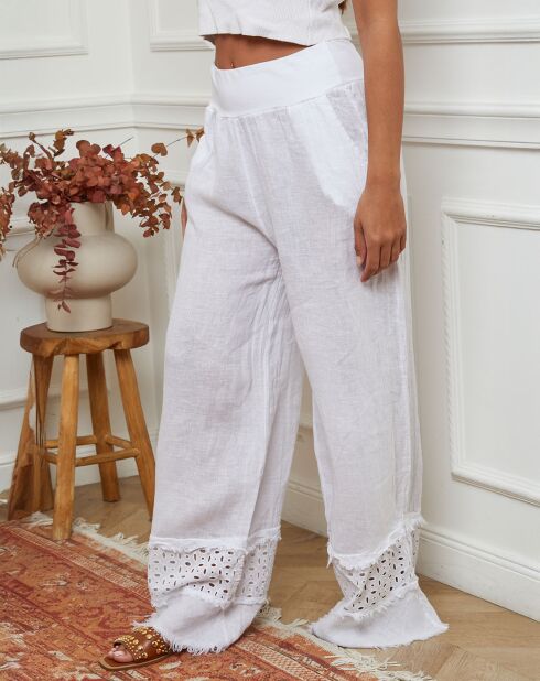 Pantalon 100% Lin Odel blanc