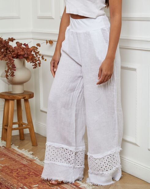 Pantalon 100% Lin Odel blanc
