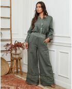 Pantalon 100% Lin Odel vert kaki