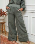 Pantalon 100% Lin Odel vert kaki