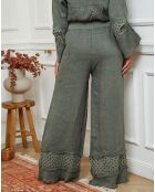 Pantalon 100% Lin Odel vert kaki