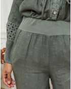 Pantalon 100% Lin Odel vert kaki