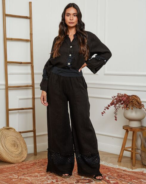 Pantalon 100% Lin Odel noir
