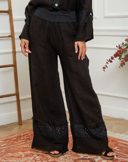 Pantalon 100% Lin Odel noir