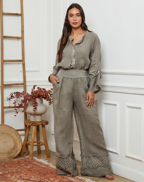 Pantalon 100% Lin Odel taupe