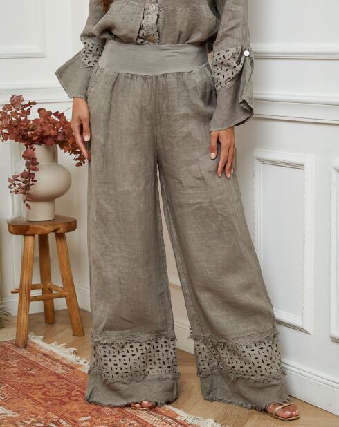 Pantalon 100% Lin Odel taupe