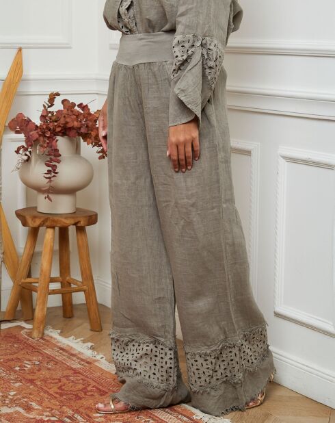 Pantalon 100% Lin Odel taupe