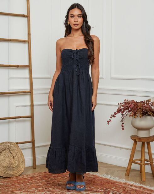 Robe 100% Lin Gretz bleu marine