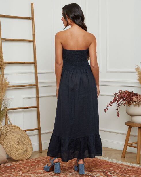 Robe 100% Lin Gretz bleu marine