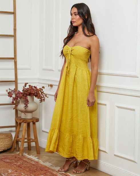 Robe 100% Lin Gretz jaune moutarde