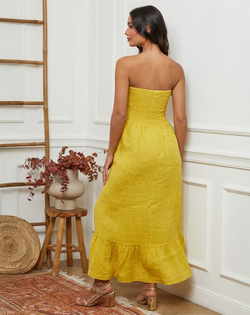 Robe 100% Lin Gretz jaune moutarde