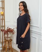 Robe 100% Lin Harvel bleu marine