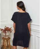 Robe 100% Lin Harvel bleu marine