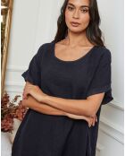 Robe 100% Lin Harvel bleu marine