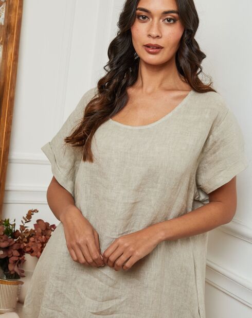 Robe 100% Lin Harvel taupe