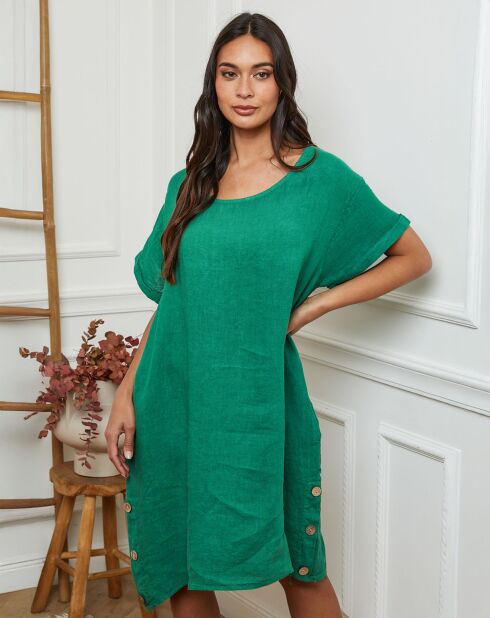 Robe 100% Lin Harvel verte