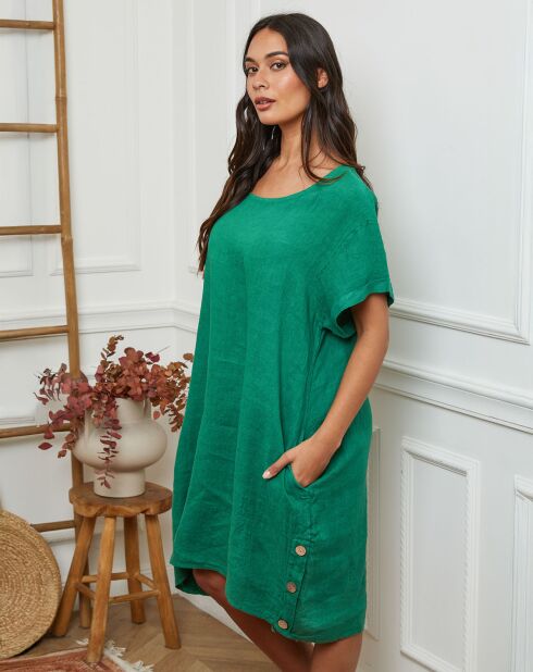 Robe 100% Lin Harvel verte