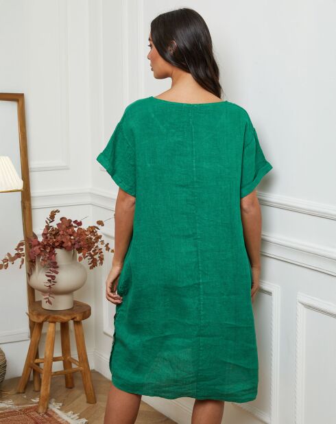 Robe 100% Lin Harvel verte