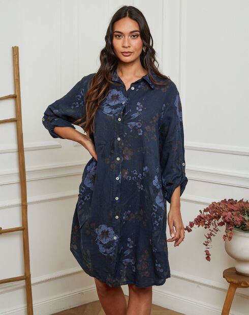 Robe en Lin mélangé Ivika bleu marine