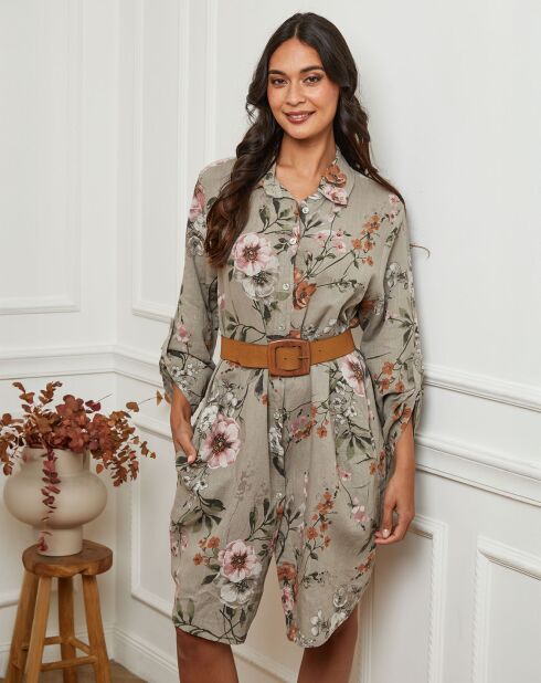 Robe en Lin mélangé Ivika taupe