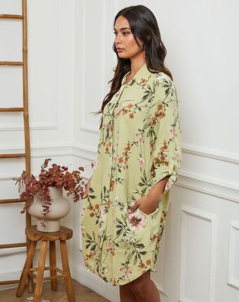 Robe en Lin mélangé Ivika vert anis
