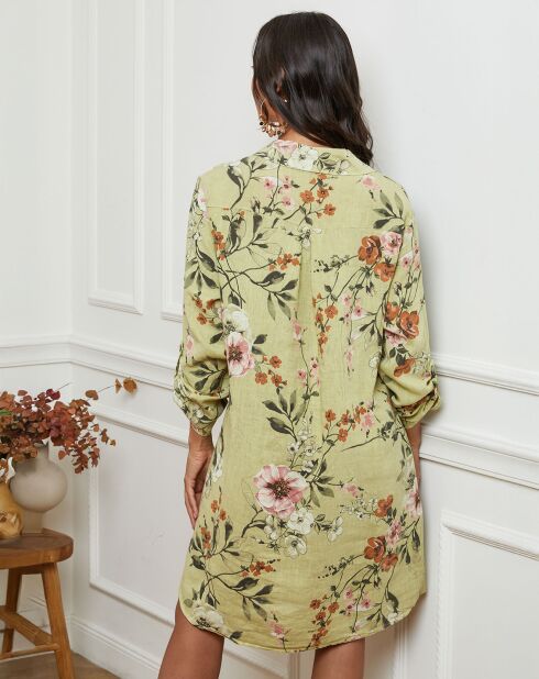 Robe en Lin mélangé Ivika vert anis