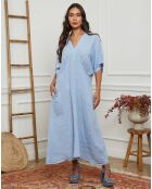 Robe 100% Lin Jacobi bleu ciel
