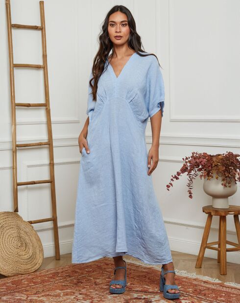Robe 100% Lin Jacobi bleu ciel