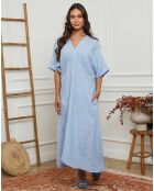 Robe 100% Lin Jacobi bleu ciel