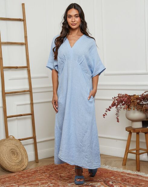 Robe 100% Lin Jacobi bleu ciel