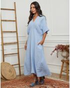 Robe 100% Lin Jacobi bleu ciel
